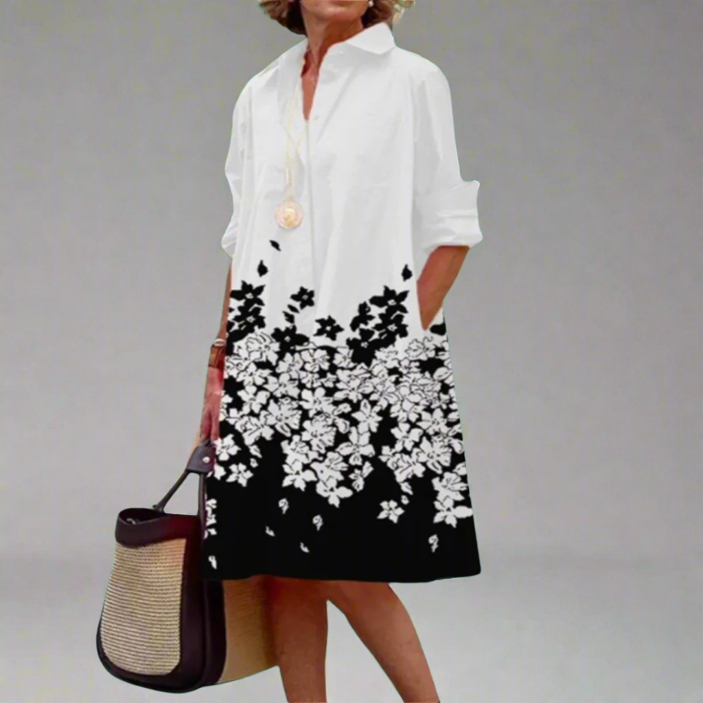 שמלת זיניה פרחונית עם שרוולים ארוכים