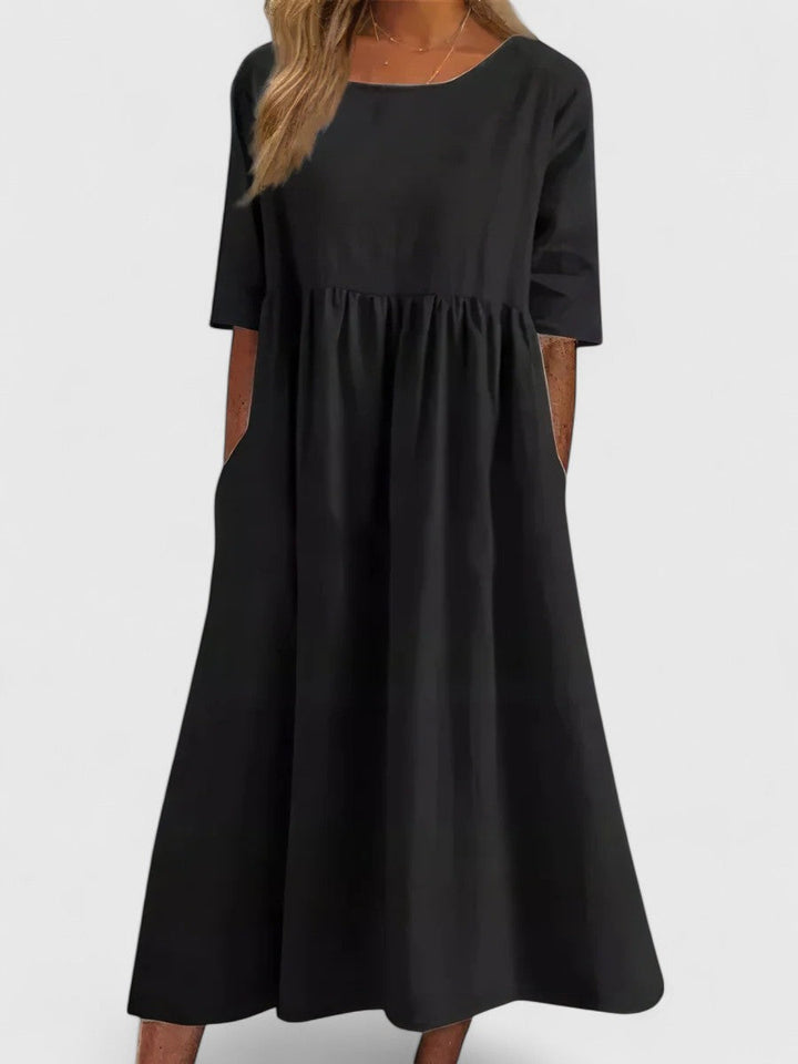 שמלת יום קלילה מכותנה נושמת עם כיסים