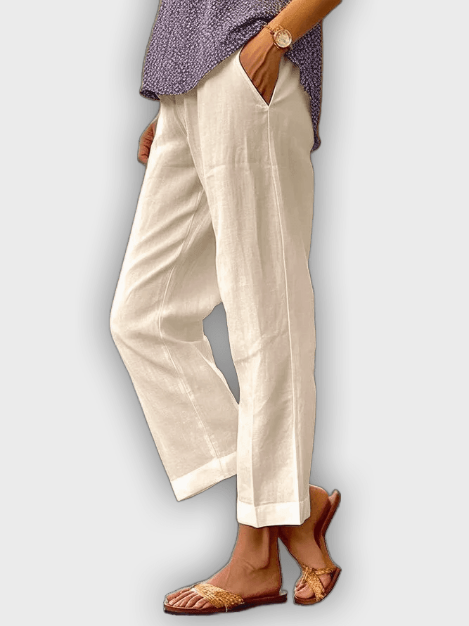 מכנסיים נוחים כותנה ולינן - נושמים בהתאמה רפויה