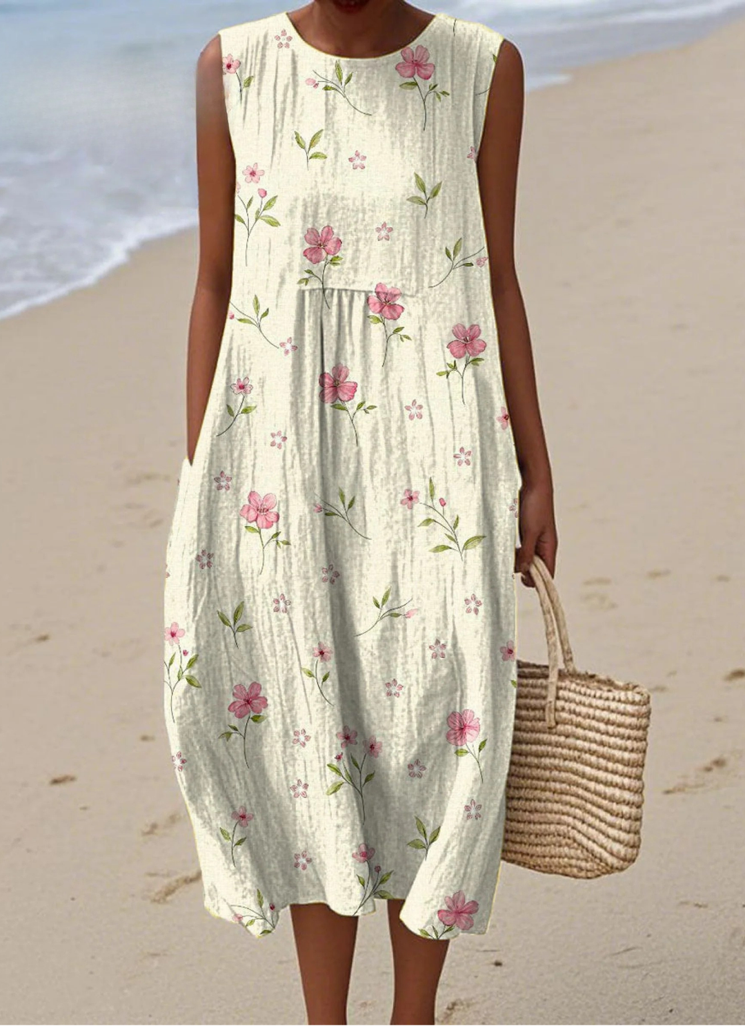שמלת אלודי פרחונית קלילה ללא שרוולים
