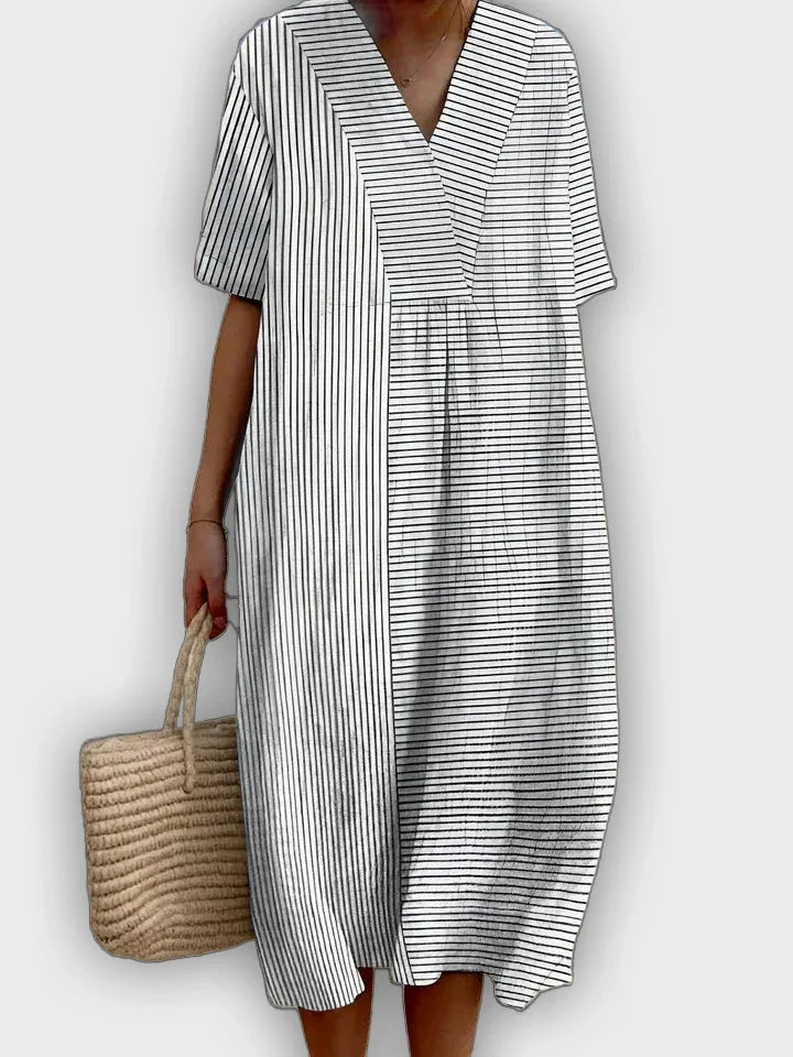 שמלת גיאומטרית עם סילואט זורם