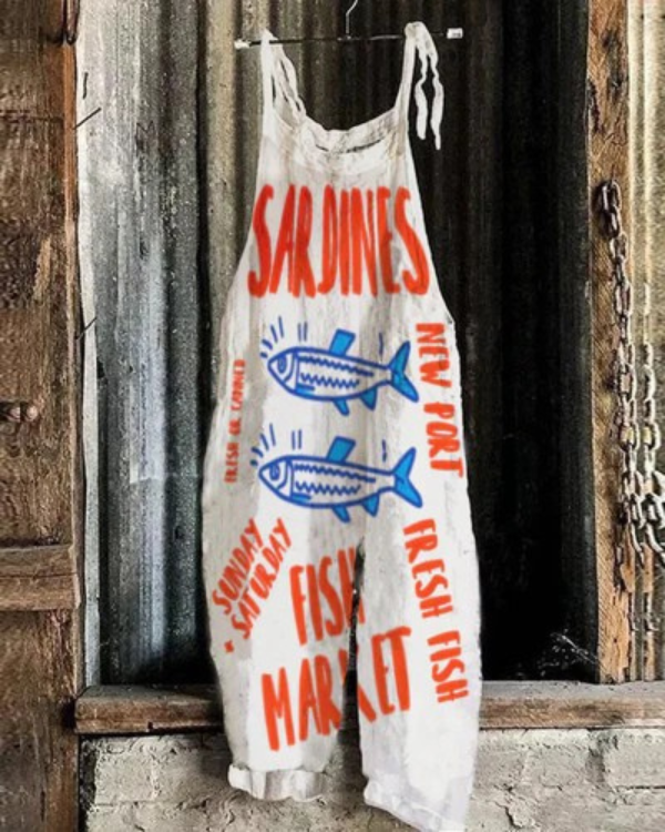 סרבל אומנותי קל עם דוגמת סרדינים