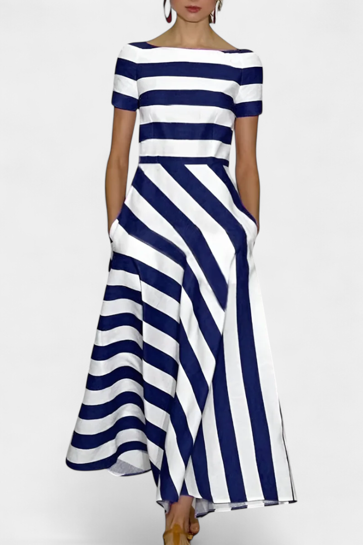 שמלות מקסי פסים עם חיתוך רך ונפילה זורמת