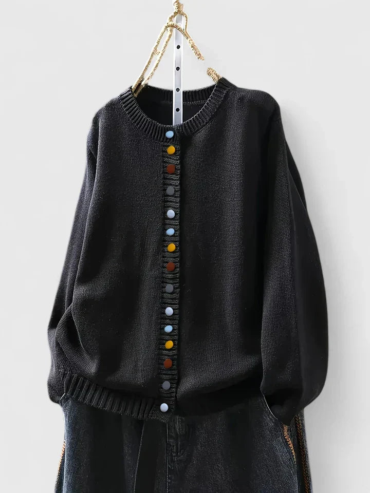 קארדיגן אדלין גרייס נעים עם כפתורים מעוצבים