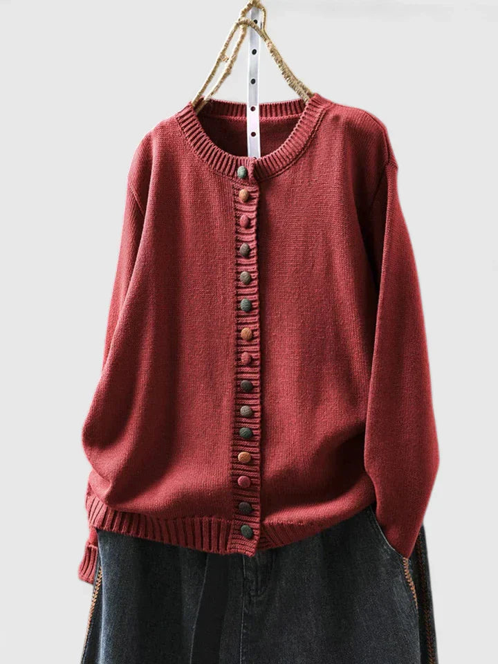 קארדיגן אדלין גרייס נעים עם כפתורים מעוצבים