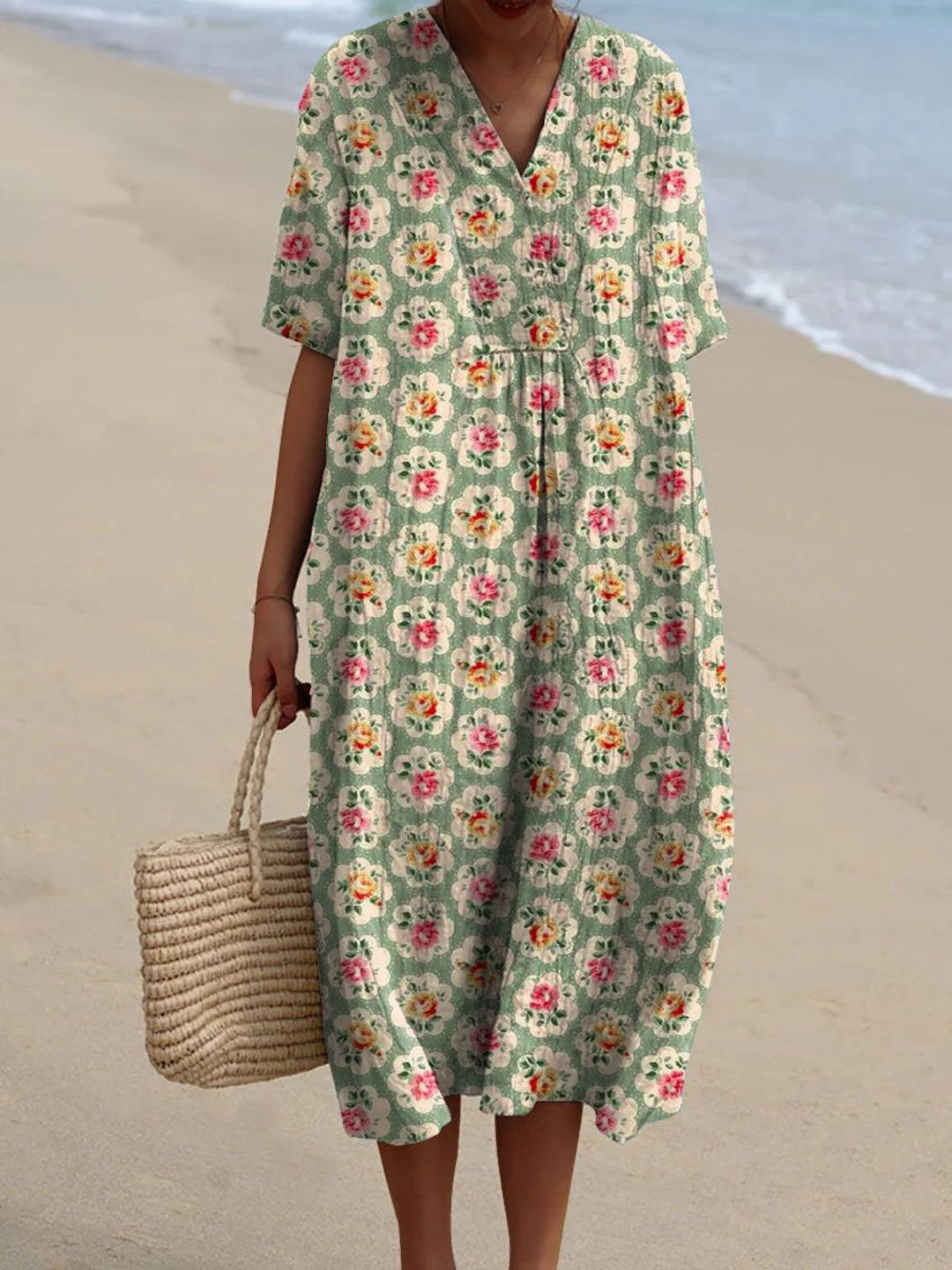 שמלת דיי זי נוסטלגית עם סילואט רגוע