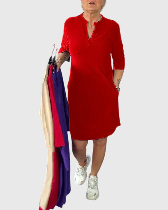 שמלת הוי סולידית אלגנטית ונוחה