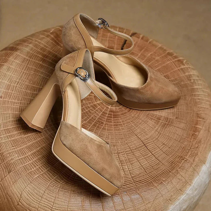 נעלי פאמפס סלסט עם עקב בלוק וסטייל אלגנטי