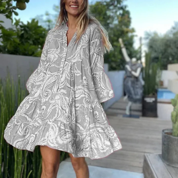 שמלת מידי בוהו בלום עם צווארון V