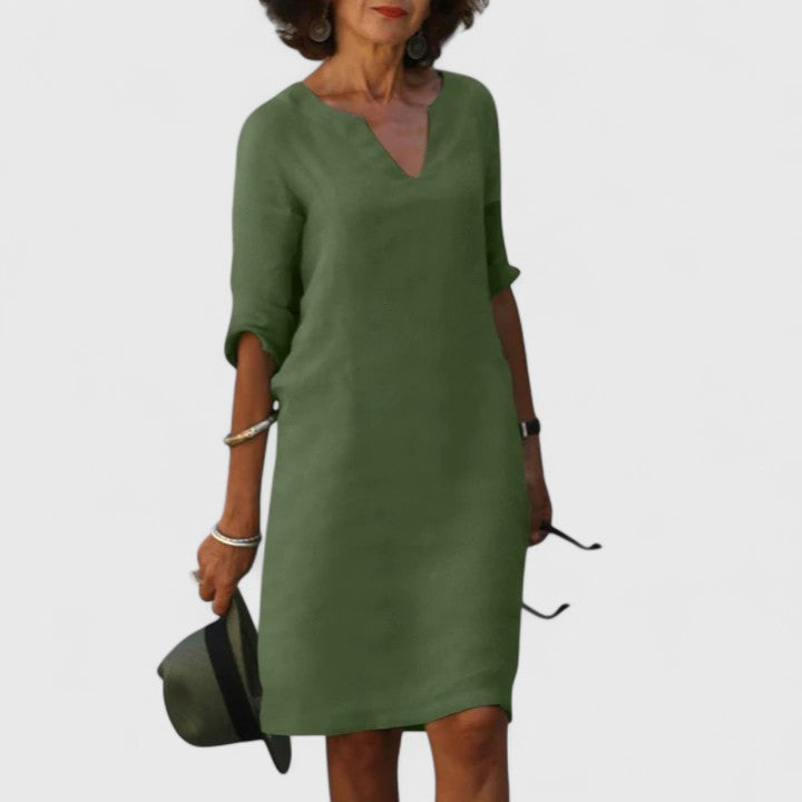 שמלת V-צוואר נוחה ואלגנטית לכל אירוע