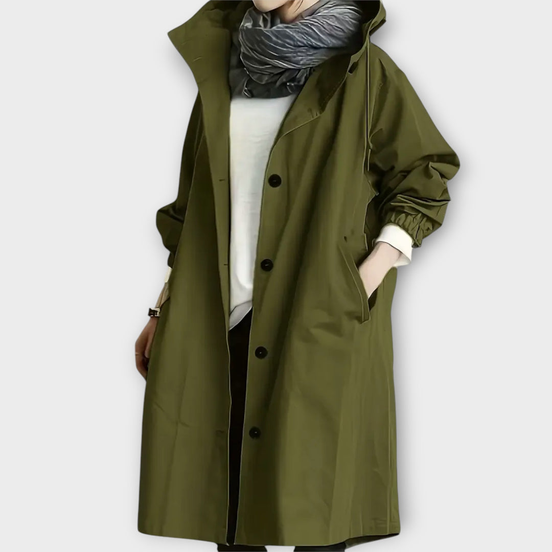 מעיל טרנצ' מודרני מונע מים בעיצוב אוברסייז