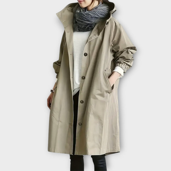 מעיל טרנצ' מודרני מונע מים בעיצוב אוברסייז