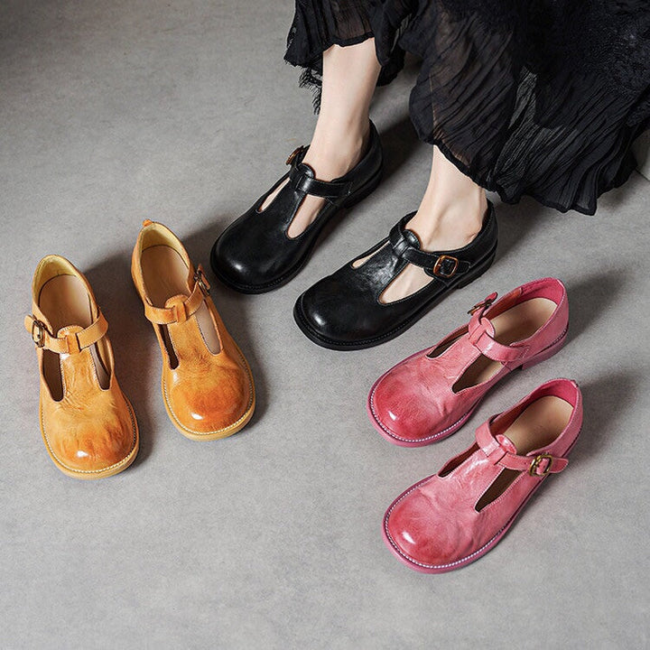 נעלי T-strap אלגנטיות בעיצוב וינטג'